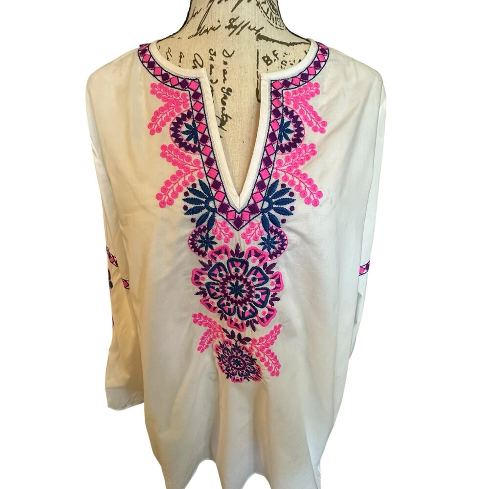 NWT Lilly Pulitzer White Embroidery Boho Tunic Resort Top Size M Vacationcore